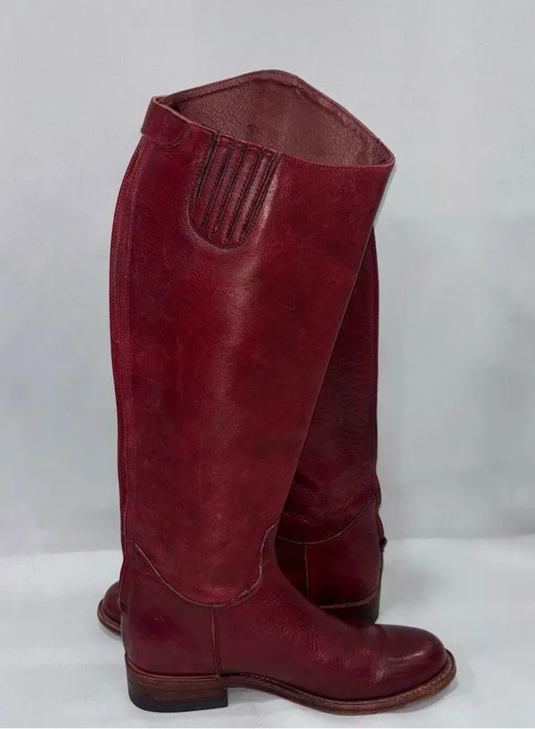 Frye Cherry Red Leather Riding Boots - Image 7