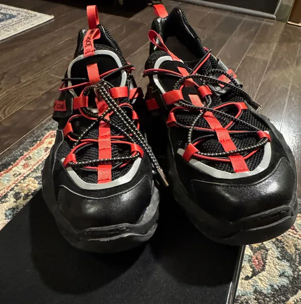 Sneakers Black Genuine Leather Size 7 - Image 5