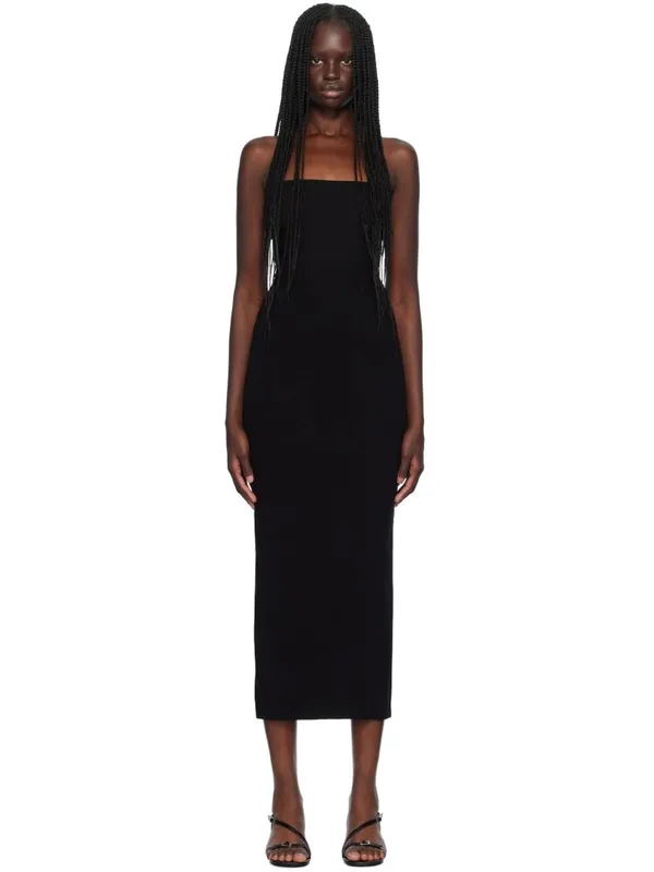 LESET Rio Bandeau Dress in Black Medium New Womens Column Maxi Gown - Image 11