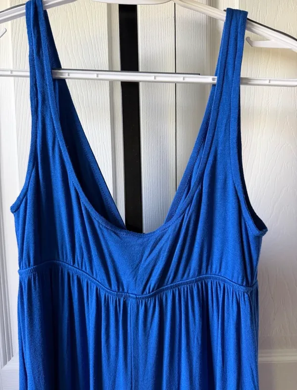 NEW Free people beach Sleeveless Deep V Wide-Leg Jumpsuit in Royal Blue $120 - Image 9
