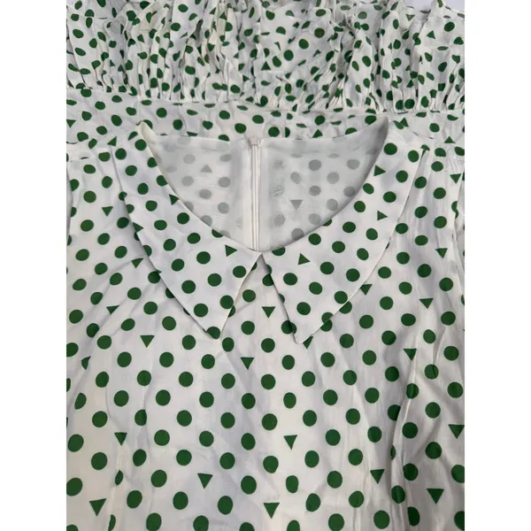 Handmade Green‎ Polka Dot Peter Pan Collar Sleeveless Mini Dress Cottagecore - Image 9