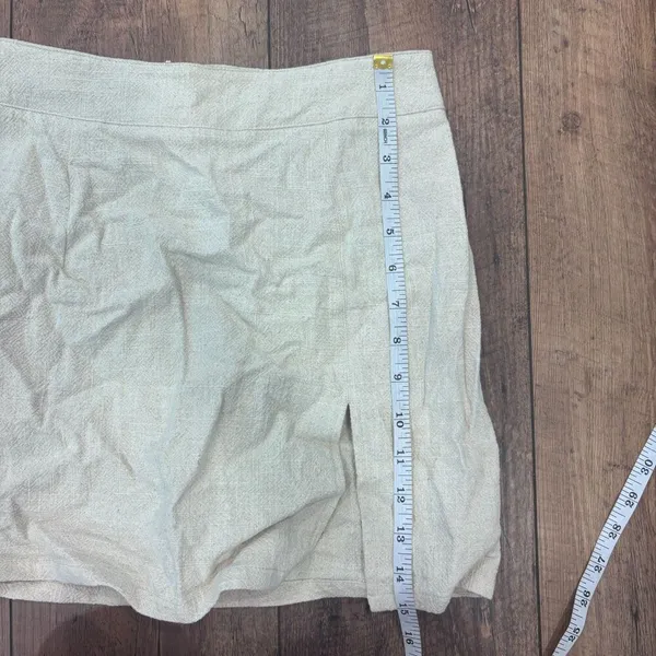 Lioness The Lola Mini Skirt Womens Small Oatmeal Linen Blend Side Slit Retro NWT - Image 8