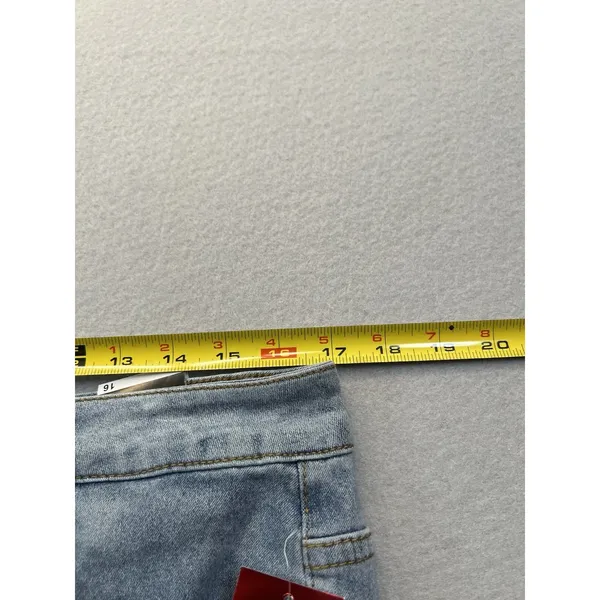 Red Bottoms Women High Waisted Relaxed Straight Rhinestone‎ Bow Jeans 16 (34x30) - Image 5