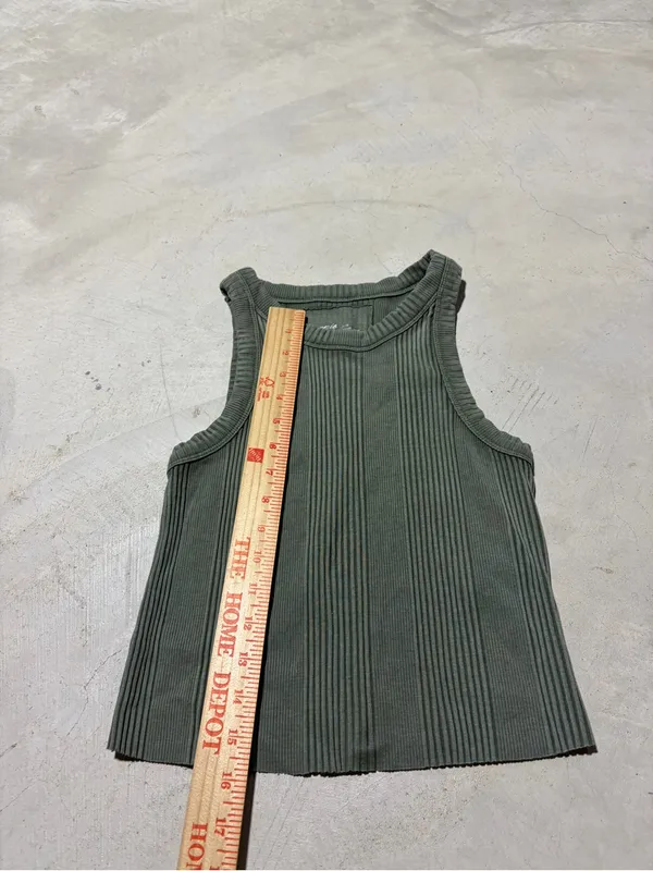 Aerie Ribbed Knit Tank Top Olive Green medium - Image 2