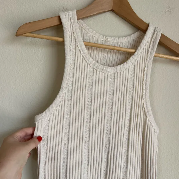 Anthropologie Cream Rib Knit High Neck Tank - Image 4
