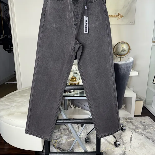 Princess Polly Holly Asymmetric High Rise Straight Leg Black Denim Jeans New - Image 6