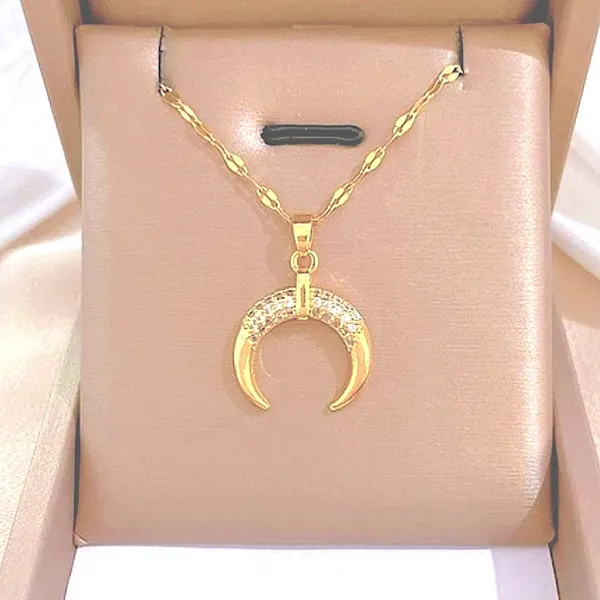 Boutique NEW Crescent Moon Pendant Necklace | 14k Gold Over‎ Sterling - Image 3