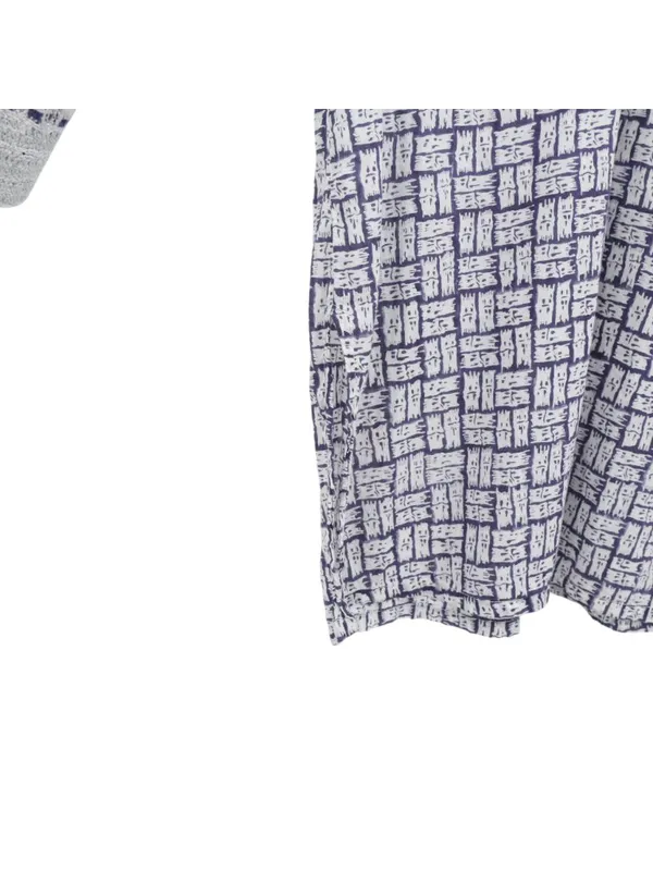 Roberta Roller Rabbit Tunic Top Blue White Print Silver Embroidered V-neck M - Image 4