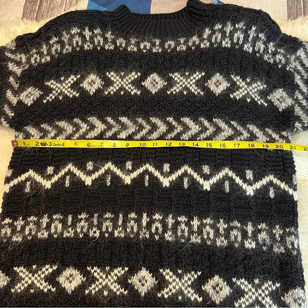 Vintage 90s Forenza Wool Blend Sweater Women’s Oversized Medium Black White - Image 7