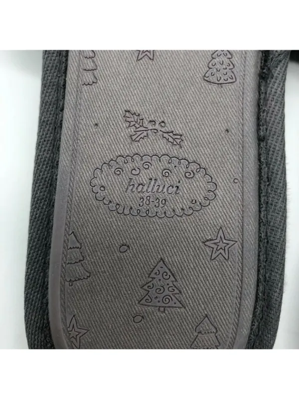 Halluci Womens Slippers Slides Faux Fur Sleepy Eyes Gray Size 38/39 US 7/8 - Image 5