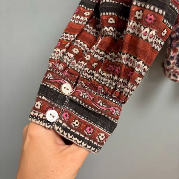Cleobella Samara Bishop Sleeve Printed Cotton Blouse M - Image 8