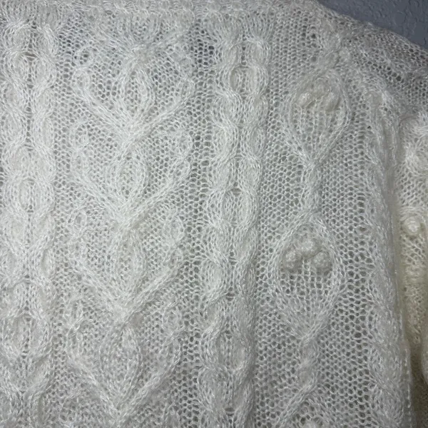 VTG Express Tricot Womens Size‎ S Handknit Mohair Wool Cable Knit Sweater Ivory - Image 10