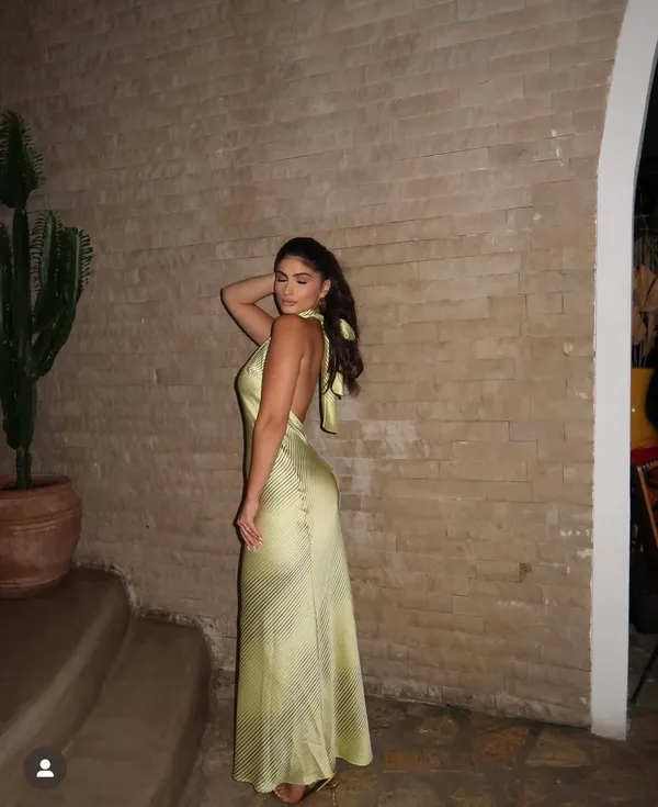 Zara dress maxi halter scarf satin bodycon wedding party Evening Gown - Image 10