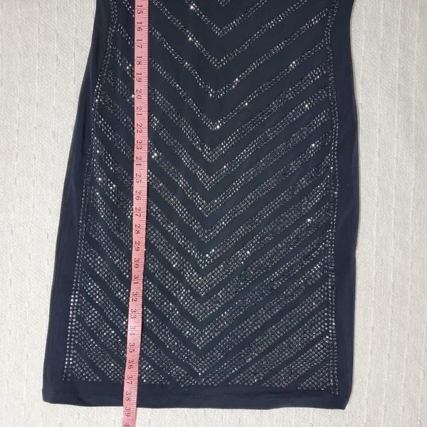 Carmen Marc Valvo Black and Silver Studded Bodycon Dress Size L‎ - Image 5