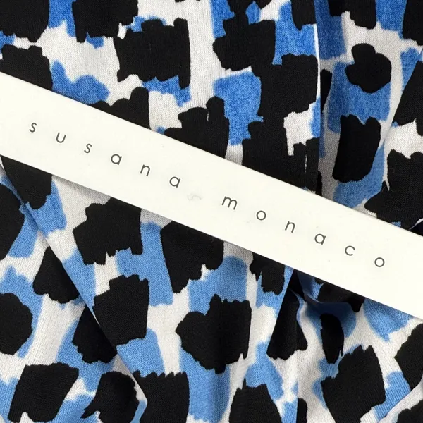 Susana Monaco Womens Dress, Sleeveless, Blue‎ Black Print, Size Large - Image 6