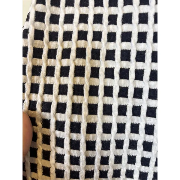 Lou & Grey Black White Grid Pattern Textured Hi-Low Hem Blouse Top Medium Shirt - Image 3