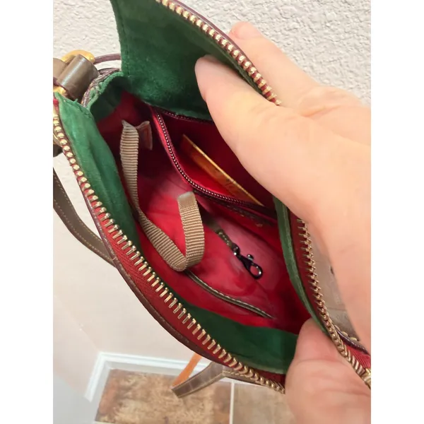 Dooney & Bourke Women Crossbody Bag Small Brown Vachetta Leather Tassel Detail - Image 9