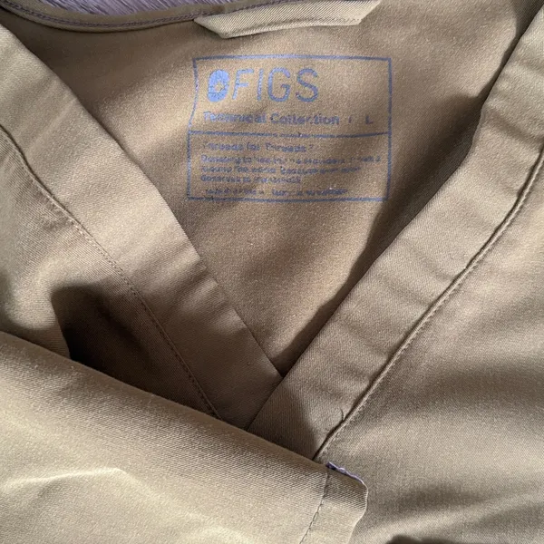 Figs Olive Green Scrub Set Large Top and Pants with Neon Drawstring Xflawedx - Image 5
