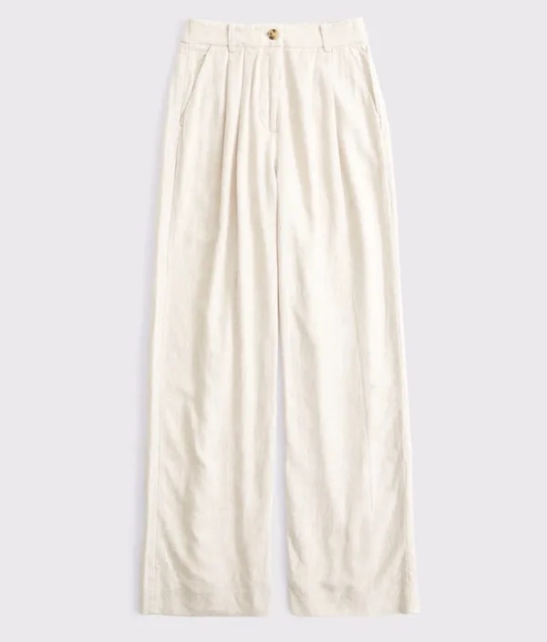 Abercrombie Sloane Linen Blend Tailored Wide Leg Pant - Image 6