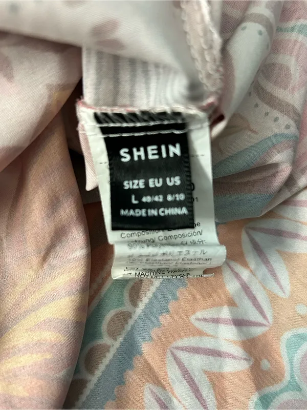 SHEIN Floral Off-Shoulder Shift Dress in Red & White LG - Image 9
