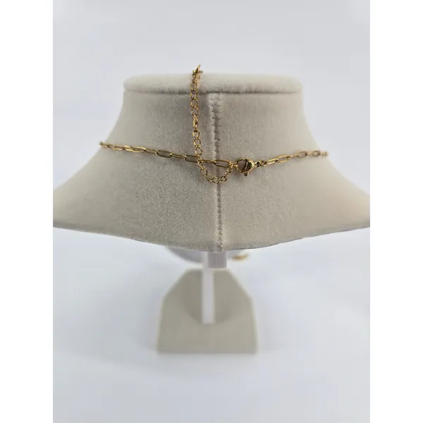 Unbranded Necklace Womens OS Crescent Moon Gold Rhinestone Paperclip Chain EUC - Image 2