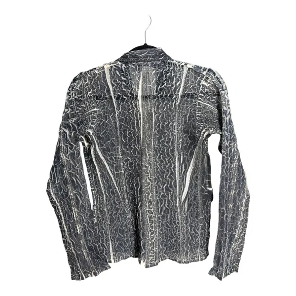 Hugging Kisses Vintage 90s Y2K Cringle Gauze Button Long Sleeve Grey 3 US Medium - Image 2