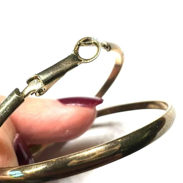 Hoops Gold Tone 2" inch Earring Pierced Hinged Minimalist - Image 5