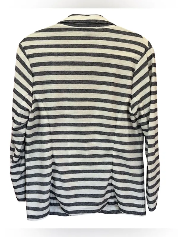 GAP horizontal Striped academia Blazer Navy White Knit Nautical Preppy Work M - Image 2