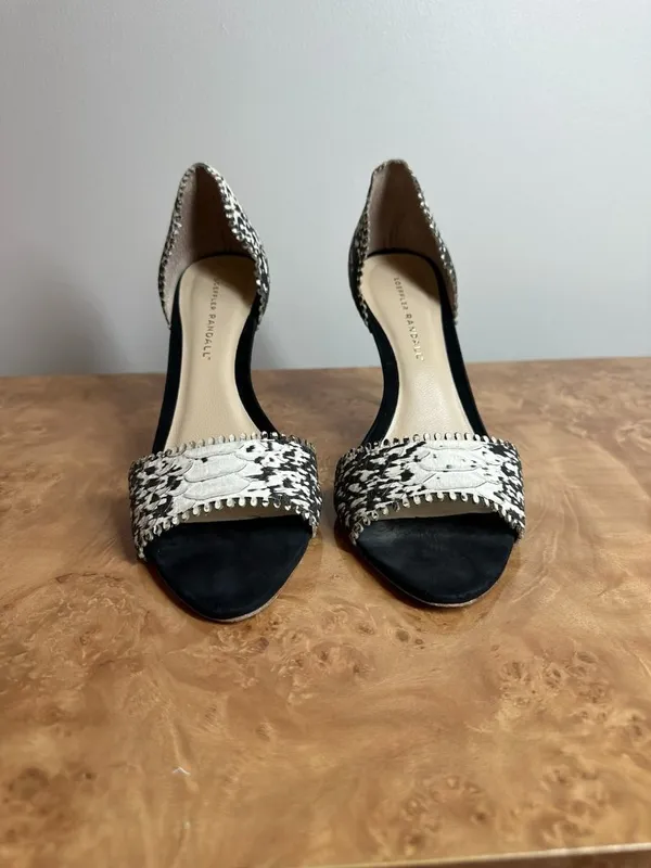 Loeffler Randall Leora Snakeskin D’Orsay Heels Black White Stiletto 8.5 B - Image 3