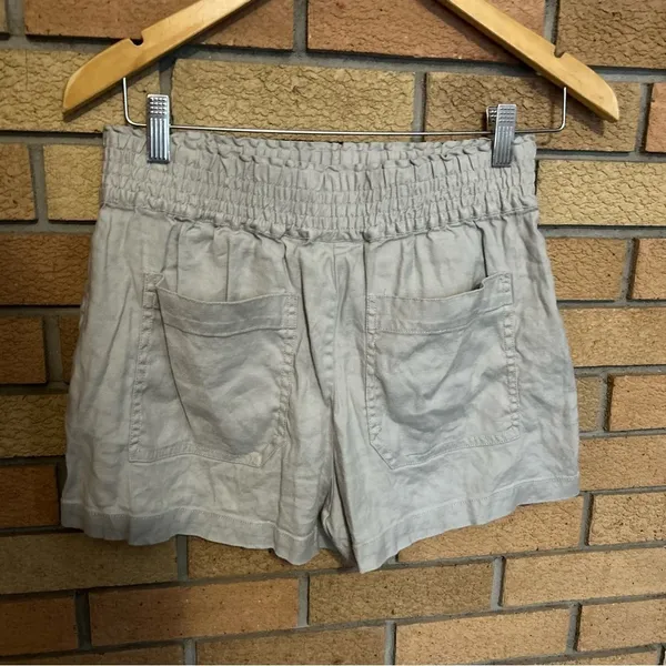 Anthropologie Maeve Linen A-Line Shorts Flap Pockets Stretch Waist Size Small - Image 4