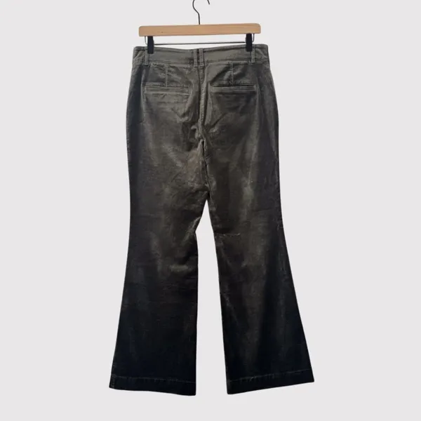 Anthropologie Maeve Womens Pants Gray Velvet Bootcut Stretch High Rise Size 6 - Image 3