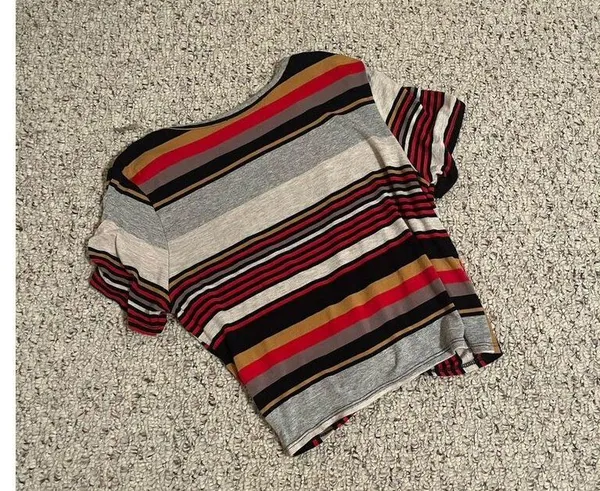 Gaze Women's Multicolored Short Sleeve Cropped Blouse Size M - Image 3