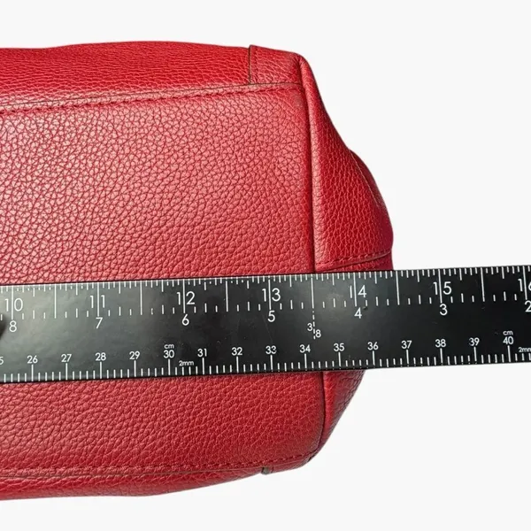 Coach Edie Pebbled Leather Shoulder Bag Red Large Hobo Tote Turnlock Zip Purse - Image 13