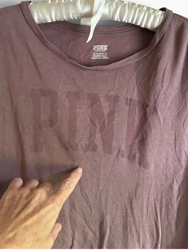 PINK Victoria's Secret Short Sleeve Logo Tee in Dusty Rose. EUC - Image 3