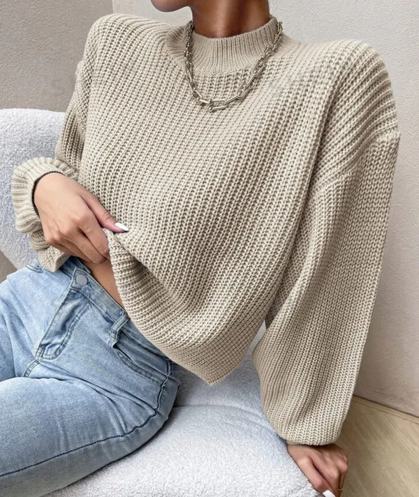 SheIn Mock Neck Drop Shoulder Sweater - Image 5