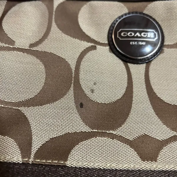 Coach Signature Monogrammed C Canvas Purse Travel Tote Bag Zip Closure - Image 3