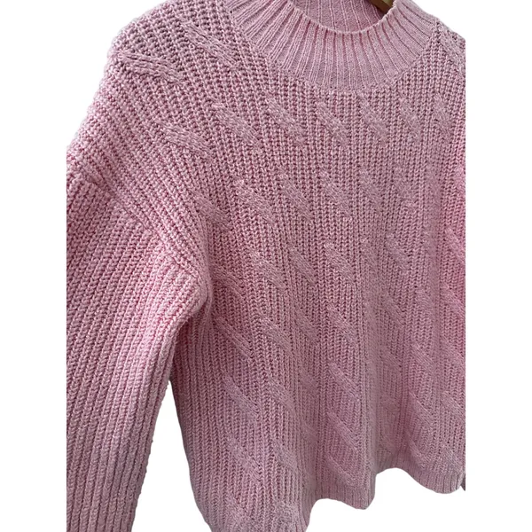 J. Crew Cotton Blend Cable Knit Mock Neck Sweater Bright Peppermint Size Small - Image 9