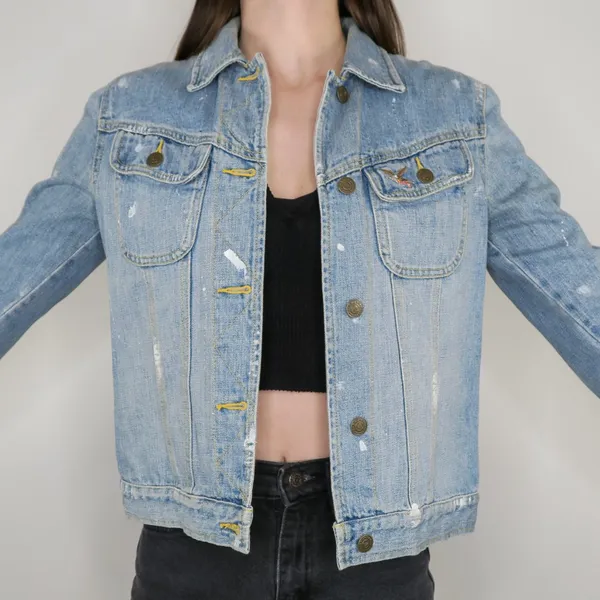 Vintage 90s American Living Paint Splatter Denim Jacket - Image 4