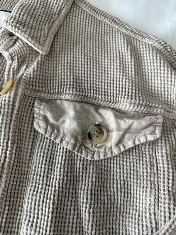 Bagatelle Beige Waffle Knit Cropped Shacket - Image 4