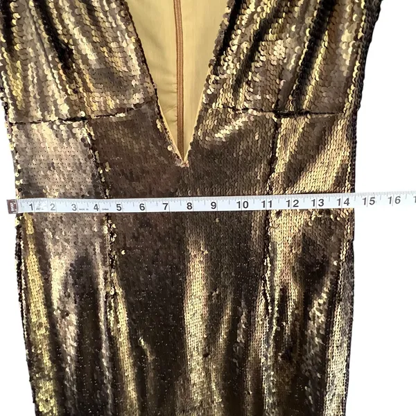 NBD Dinara Mini Dress Womens S Gold Sequin‎ Asymmetrical Sparkly Night Out Party - Image 12