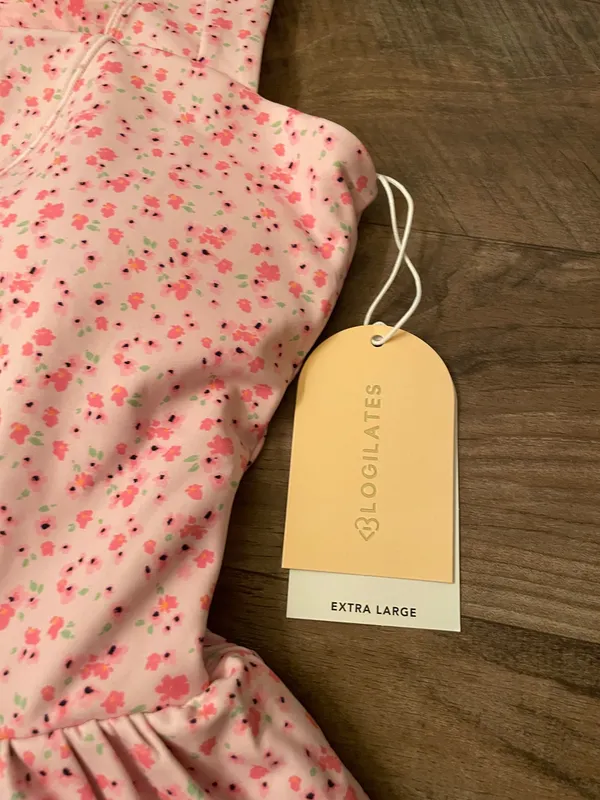NWT! Blogilates Women’s Mommy & Me Princess Bow Back Dress Pink Floral Size XL - Image 6