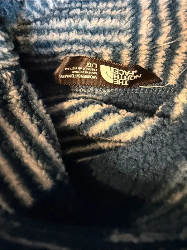 The North Face Riit cowl funnel neck fleece kangaroo pocket pullover teal blue L - Image 6