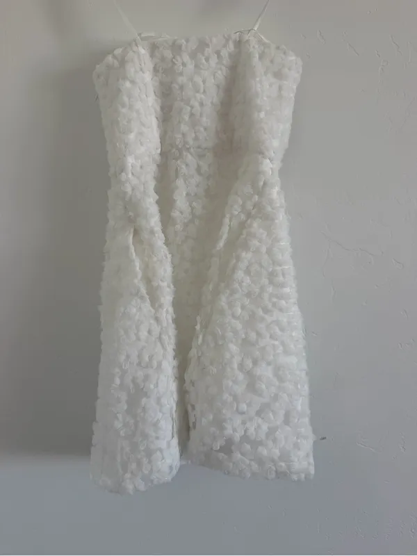 Hutch Patricia Textured Strapless Mini Dress White Bridal Size 2 NWOT - Image 3