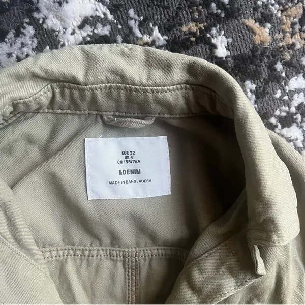 &Denim Army Green Denim Utility Jacket - Image 10