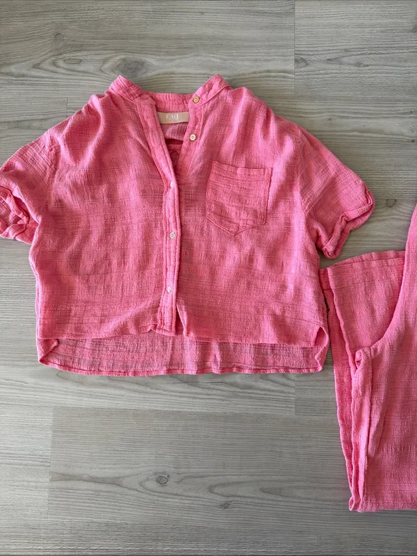 Cali By Cali DreamingTwo-Piece Set - Lightweight Button-Front Top & Pants - Image 3