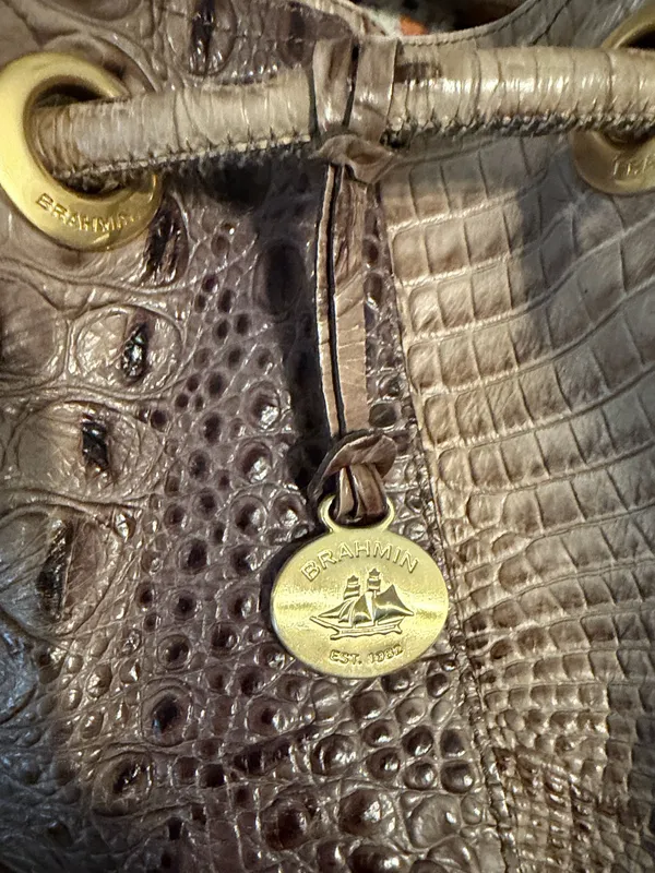 Brahmin Croc Leather Embossed Vintage Handbag - Image 2