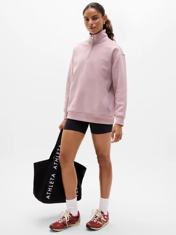 New Athleta XL Forever Fleece 1/4 Zip Sweatshirt Blush Pink X-Large Regular - Image 2