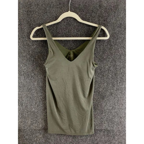 Athleta Essence Support Tank Top XS Olive Green V-Neck Built In Bra Camisole - Image 2