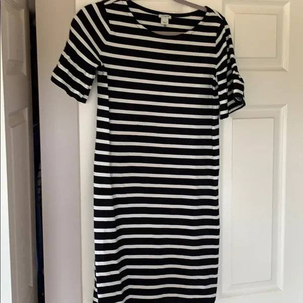 J.Crew Black & White Striped Ruffle Sleeve Dress – XS - Image 3