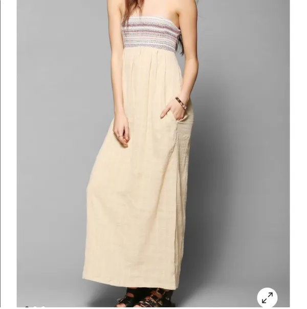 UO Lucca Couture Mix-Stitch Strapless Maxi Dress - Image 2
